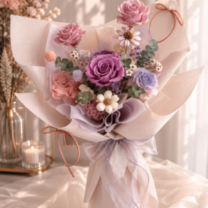 三朵永生乾燥花束